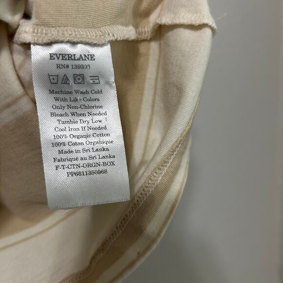 Everlane Organic Cotton Boxy Tee Beige Cream Stripe Medium Cropped - Picture 7 of 7